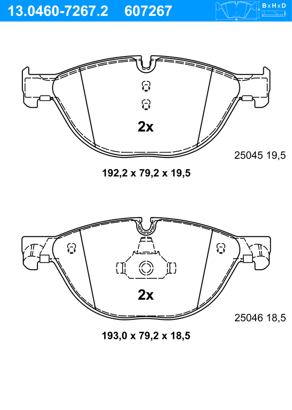 Jeu de 4 plaquettes de frein | ATE