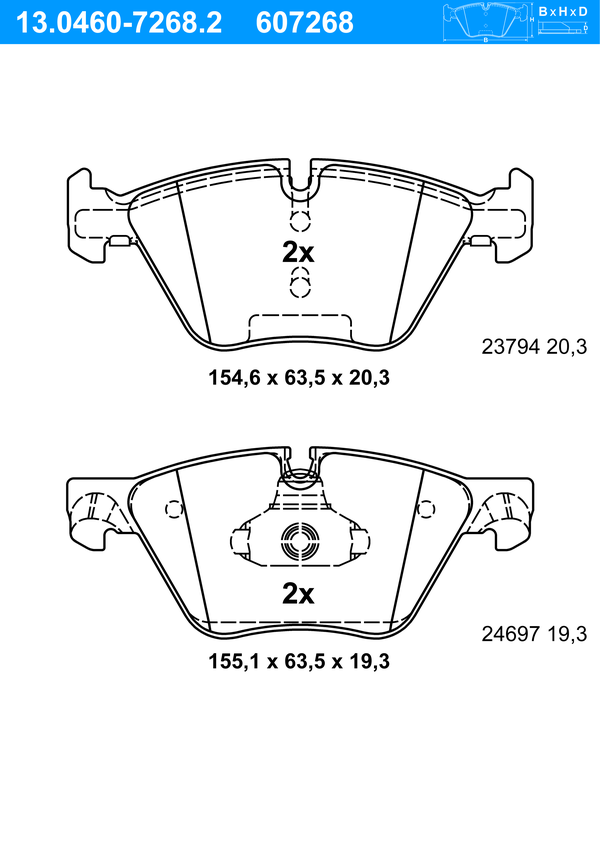 Jeu de 4 plaquettes de frein | ATE