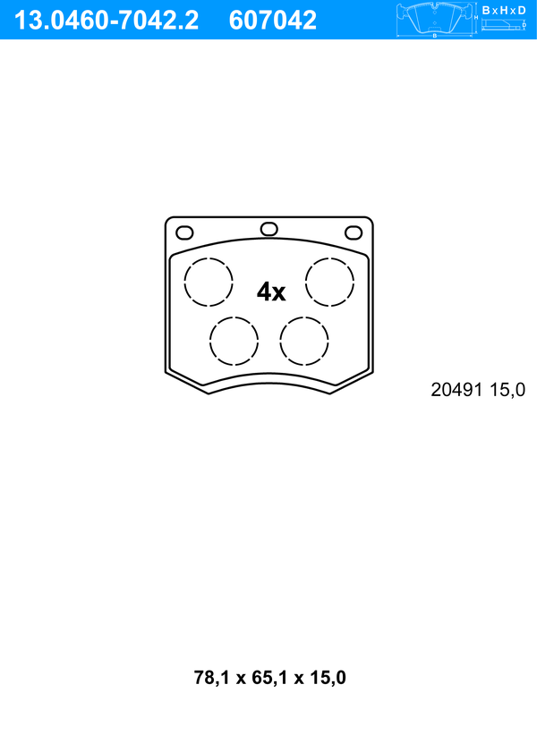 Jeu de 4 plaquettes de frein | ATE