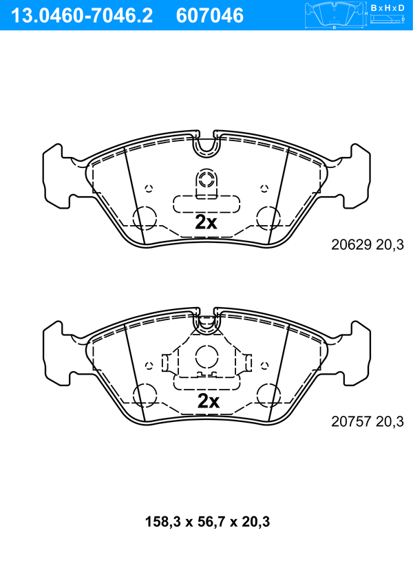 Jeu de 4 plaquettes de frein | ATE