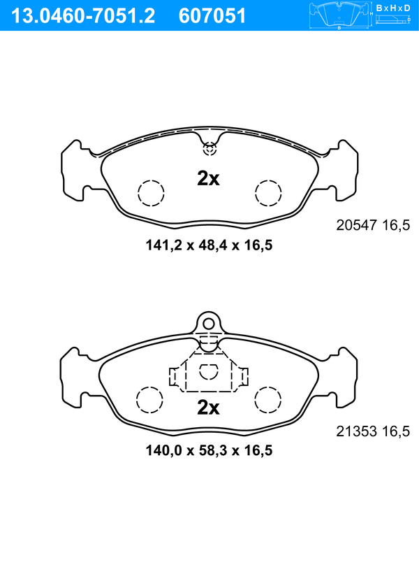 Jeu de 4 plaquettes de frein | ATE