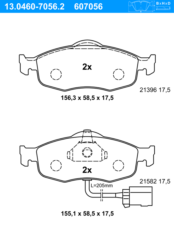 Jeu de 4 plaquettes de frein | ATE