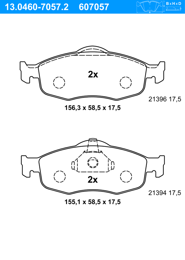Jeu de 4 plaquettes de frein | ATE