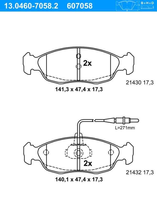 Jeu de 4 plaquettes de frein | ATE