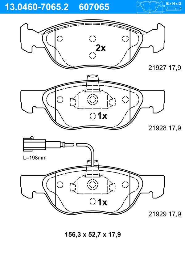 Jeu de 4 plaquettes de frein | ATE