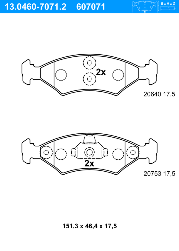 Jeu de 4 plaquettes de frein | ATE