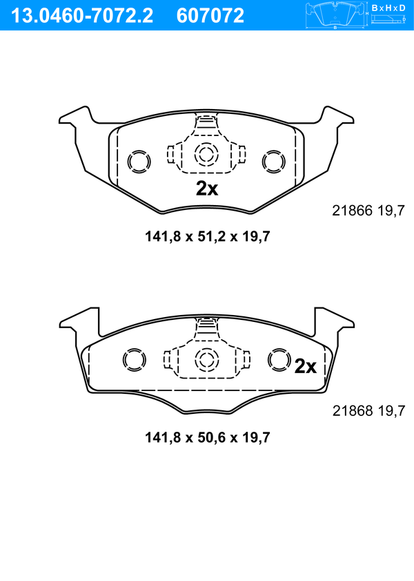 Jeu de 4 plaquettes de frein | ATE