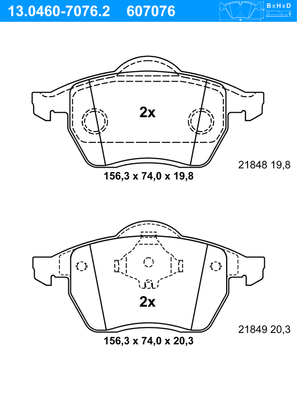 Jeu de 4 plaquettes de frein | ATE