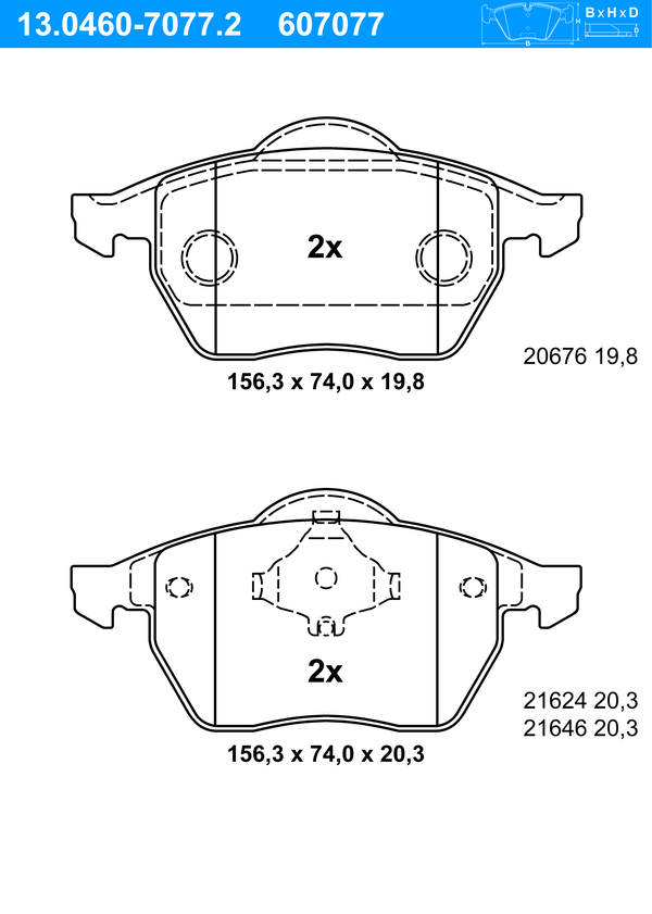 Jeu de 4 plaquettes de frein | ATE