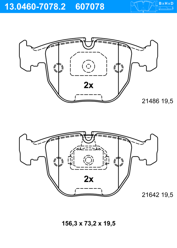 Jeu de 4 plaquettes de frein | ATE