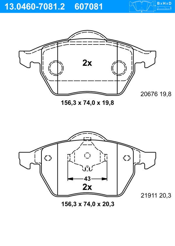 Jeu de 4 plaquettes de frein | ATE