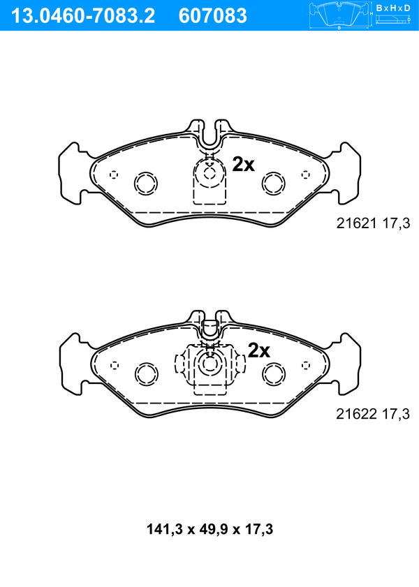 Jeu de 4 plaquettes de frein | ATE