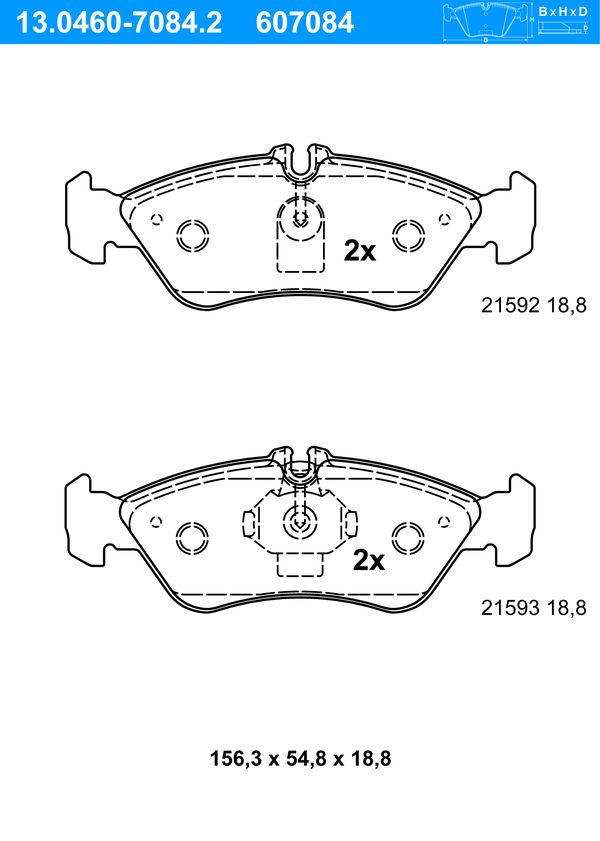 Jeu de 4 plaquettes de frein | ATE