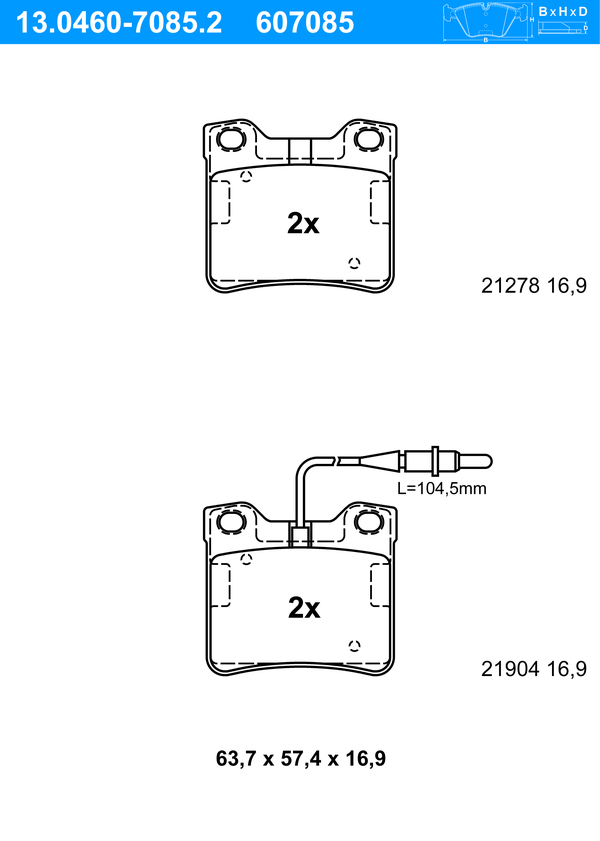 Jeu de 4 plaquettes de frein | ATE