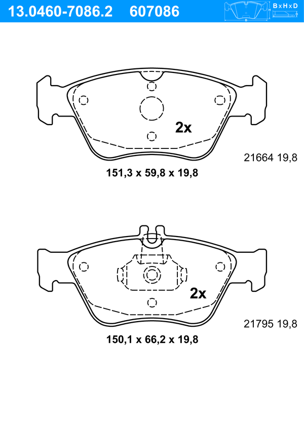 Jeu de 4 plaquettes de frein | ATE