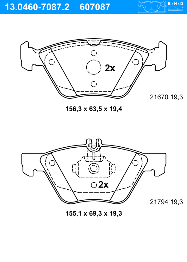 Jeu de 4 plaquettes de frein | ATE