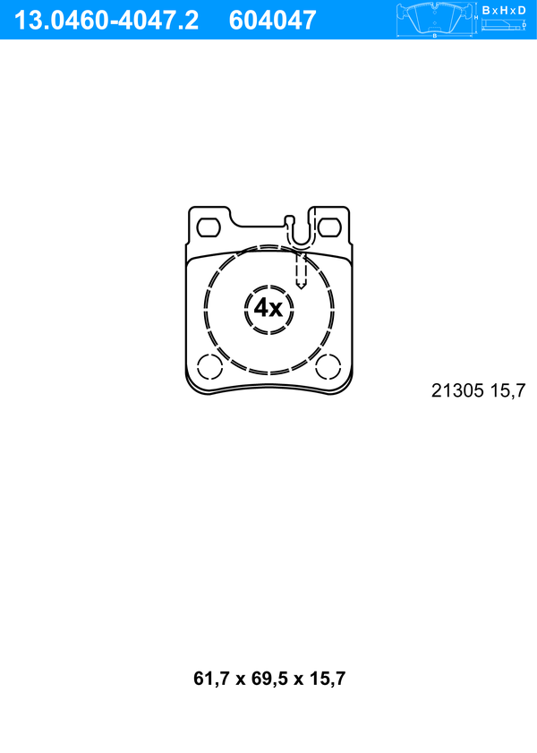 Jeu de 4 plaquettes de frein | ATE