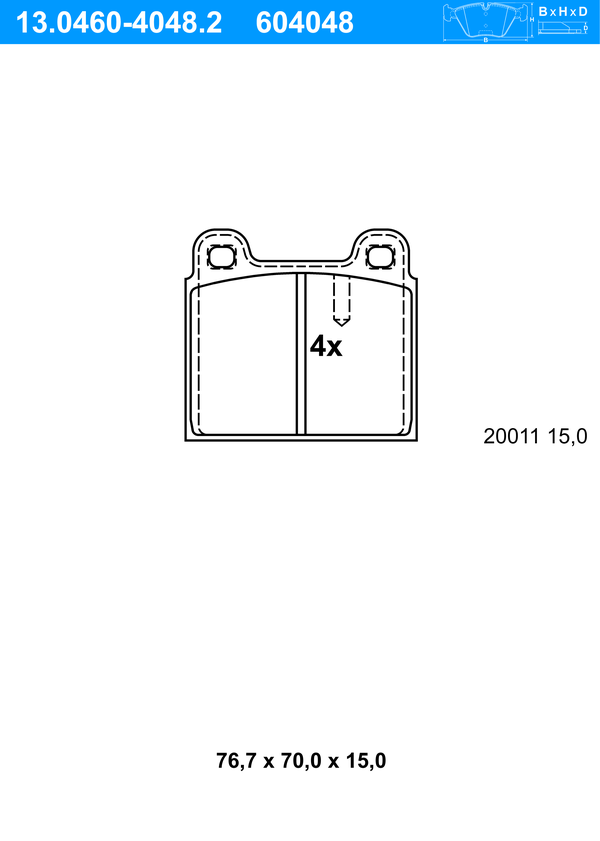 Jeu de 4 plaquettes de frein | ATE