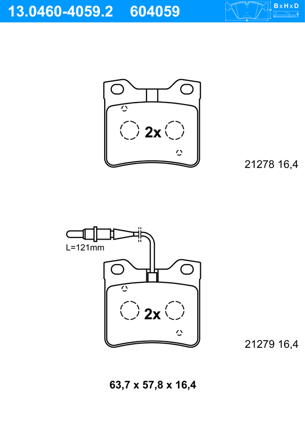 Jeu de 4 plaquettes de frein | ATE