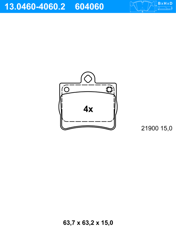 Jeu de 4 plaquettes de frein | ATE