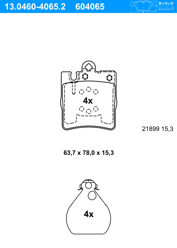 Jeu de 4 plaquettes de frein | ATE