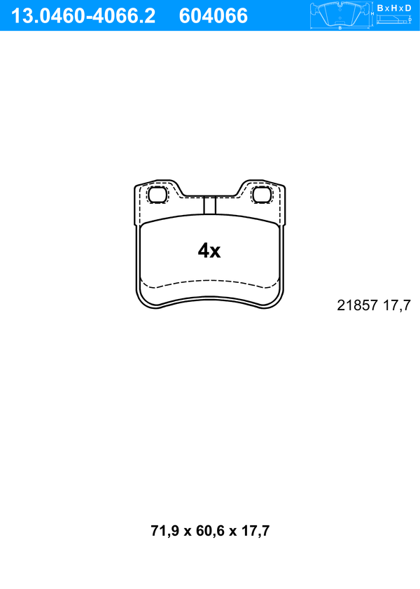 Jeu de 4 plaquettes de frein | ATE
