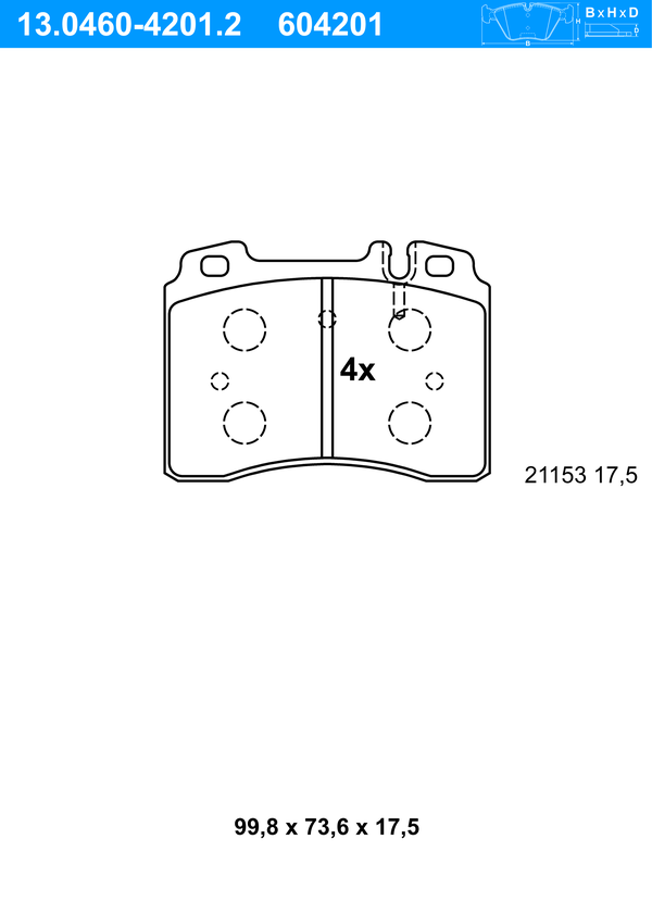 Jeu de 4 plaquettes de frein | ATE