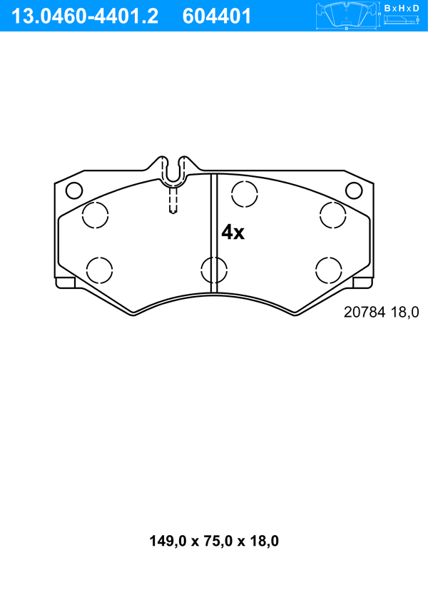 Jeu de 4 plaquettes de frein | ATE