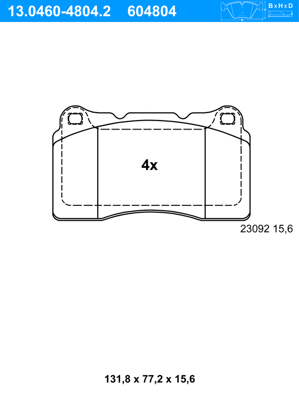 Jeu de 4 plaquettes de frein | ATE