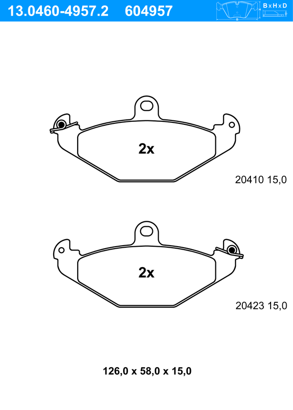 Jeu de 4 plaquettes de frein | ATE