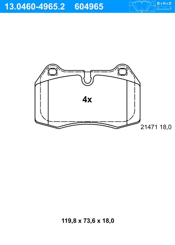 Jeu de 4 plaquettes de frein | ATE