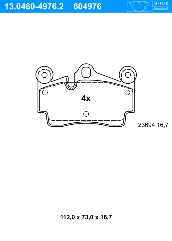 Jeu de 4 plaquettes de frein | ATE
