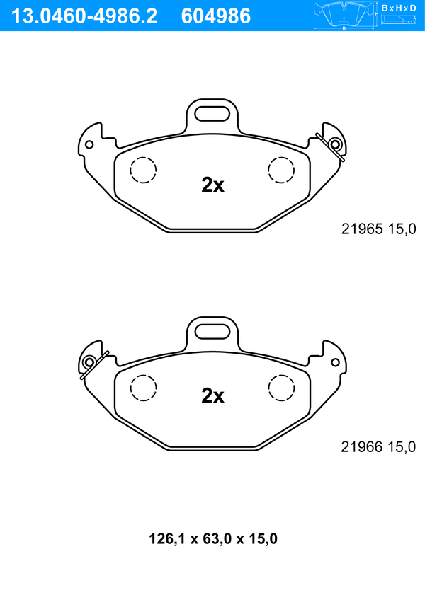 Jeu de 4 plaquettes de frein | ATE