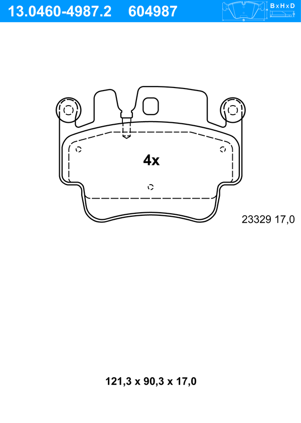 Jeu de 4 plaquettes de frein | ATE