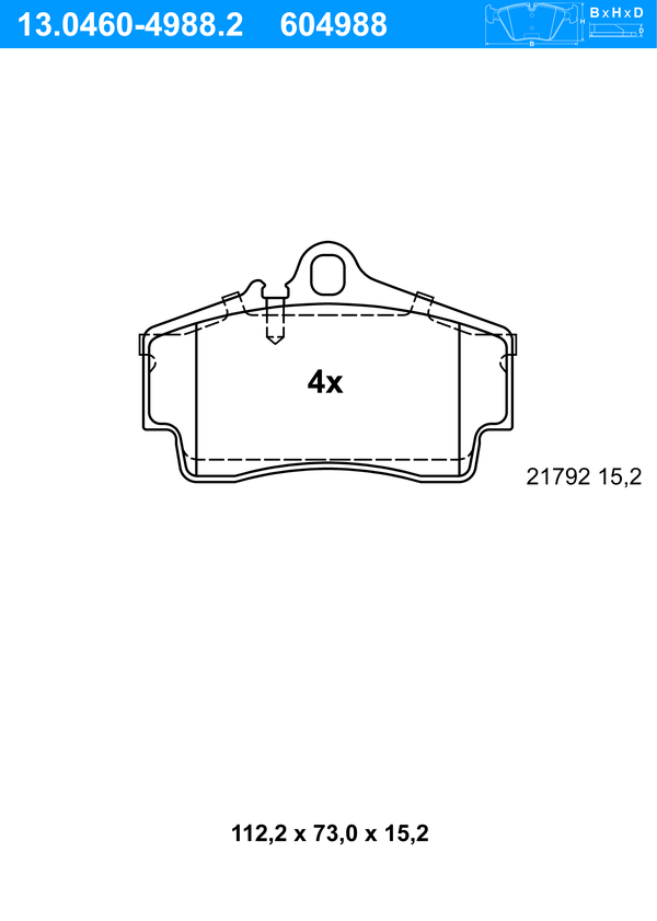 Jeu de 4 plaquettes de frein | ATE