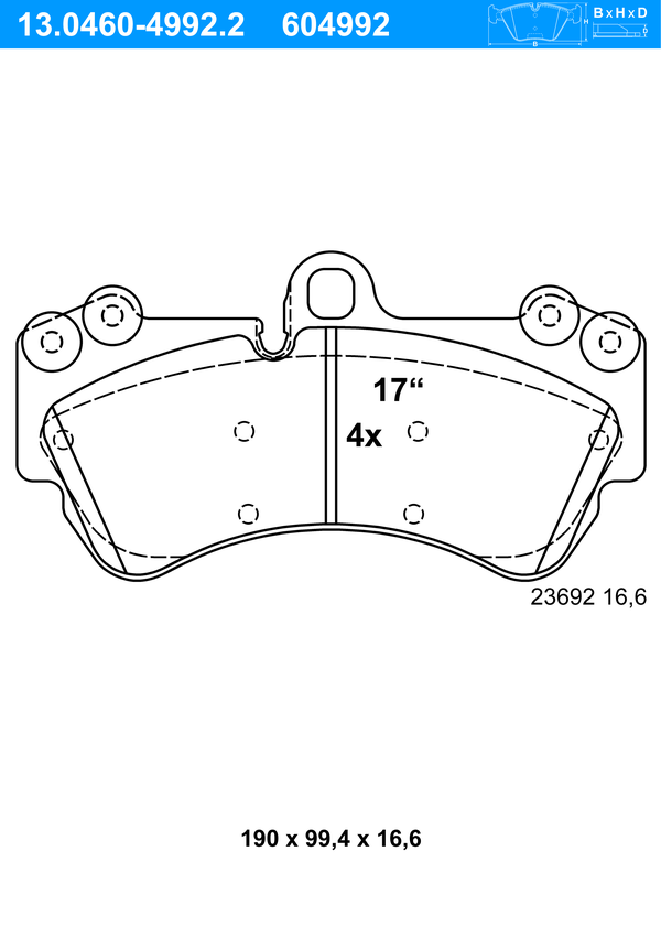 Jeu de 4 plaquettes de frein | ATE