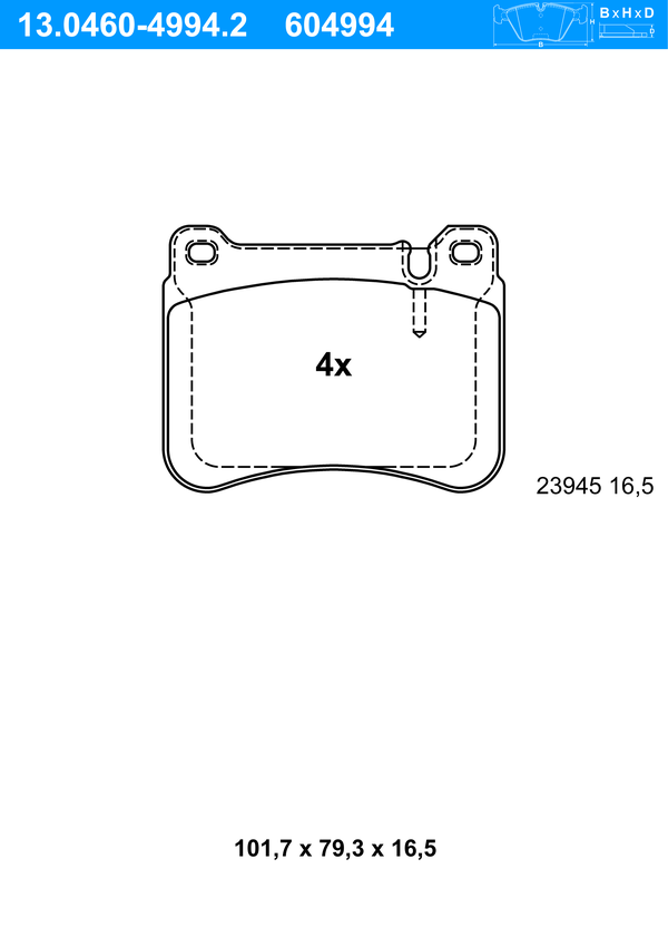 Jeu de 4 plaquettes de frein | ATE
