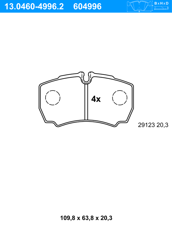 Jeu de 4 plaquettes de frein | ATE