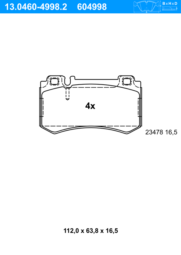 Jeu de 4 plaquettes de frein | ATE