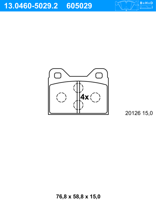 Jeu de 4 plaquettes de frein | ATE