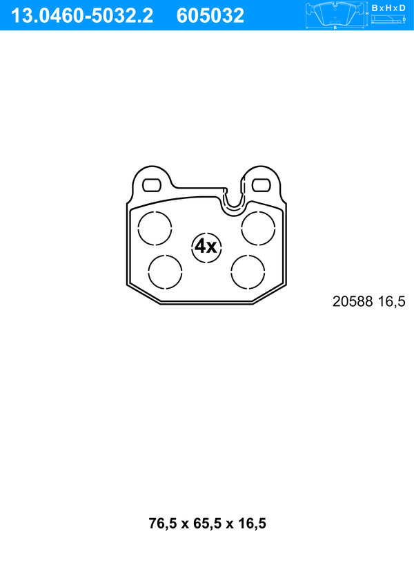 Jeu de 4 plaquettes de frein | ATE