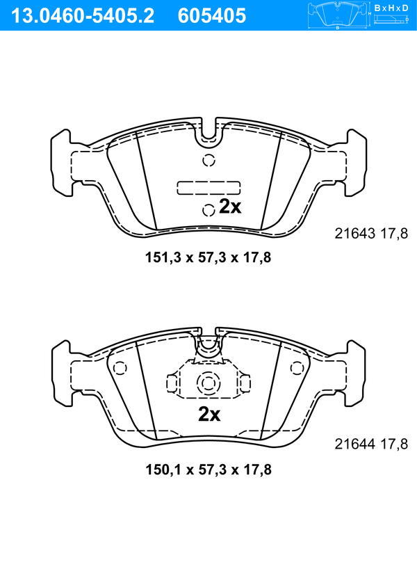 Jeu de 4 plaquettes de frein | ATE