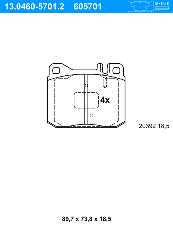 Jeu de 4 plaquettes de frein | ATE