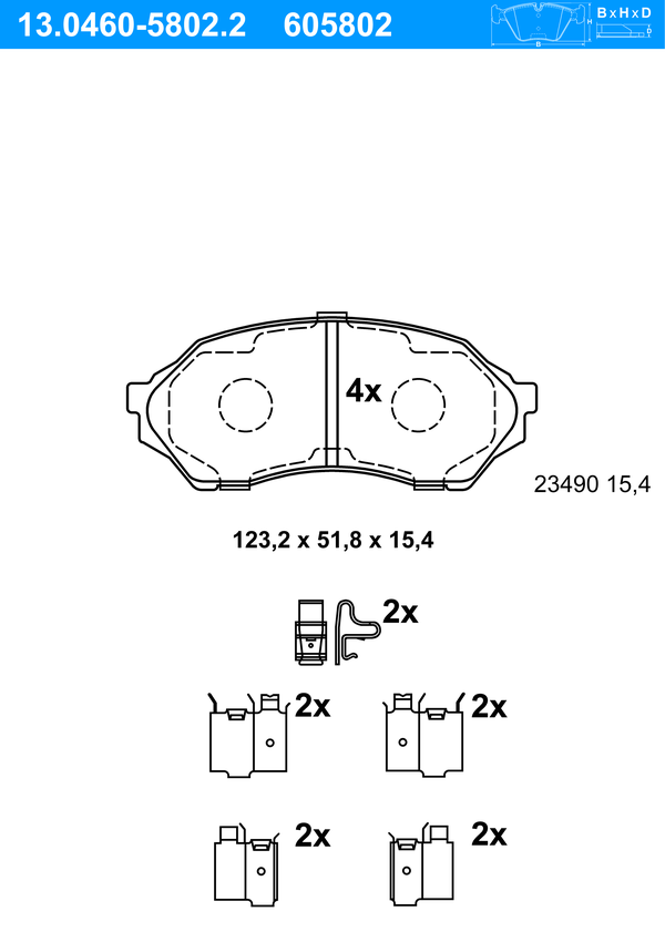 Jeu de 4 plaquettes de frein | ATE