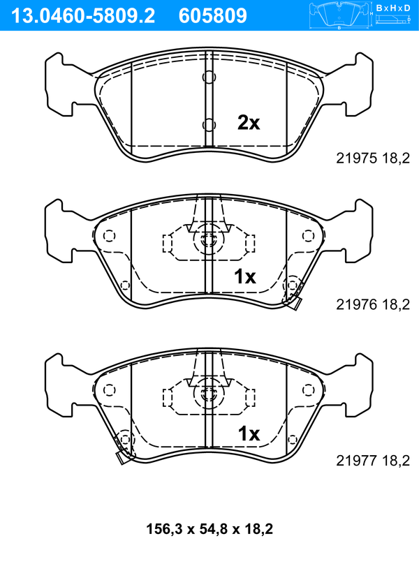 Jeu de 4 plaquettes de frein | ATE