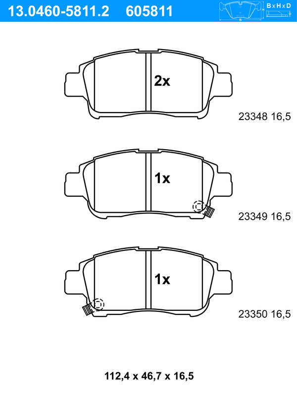 Jeu de 4 plaquettes de frein | ATE