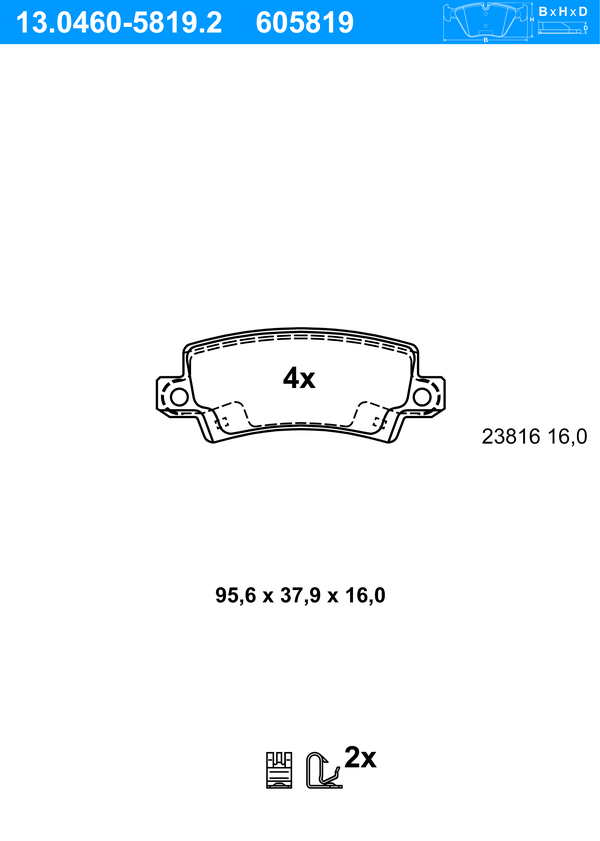 Jeu de 4 plaquettes de frein | ATE