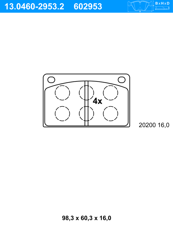 Jeu de 4 plaquettes de frein | ATE
