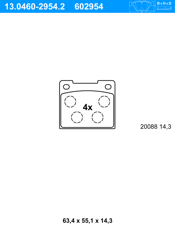 Jeu de 4 plaquettes de frein | ATE