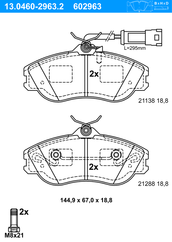 Jeu de 4 plaquettes de frein | ATE
